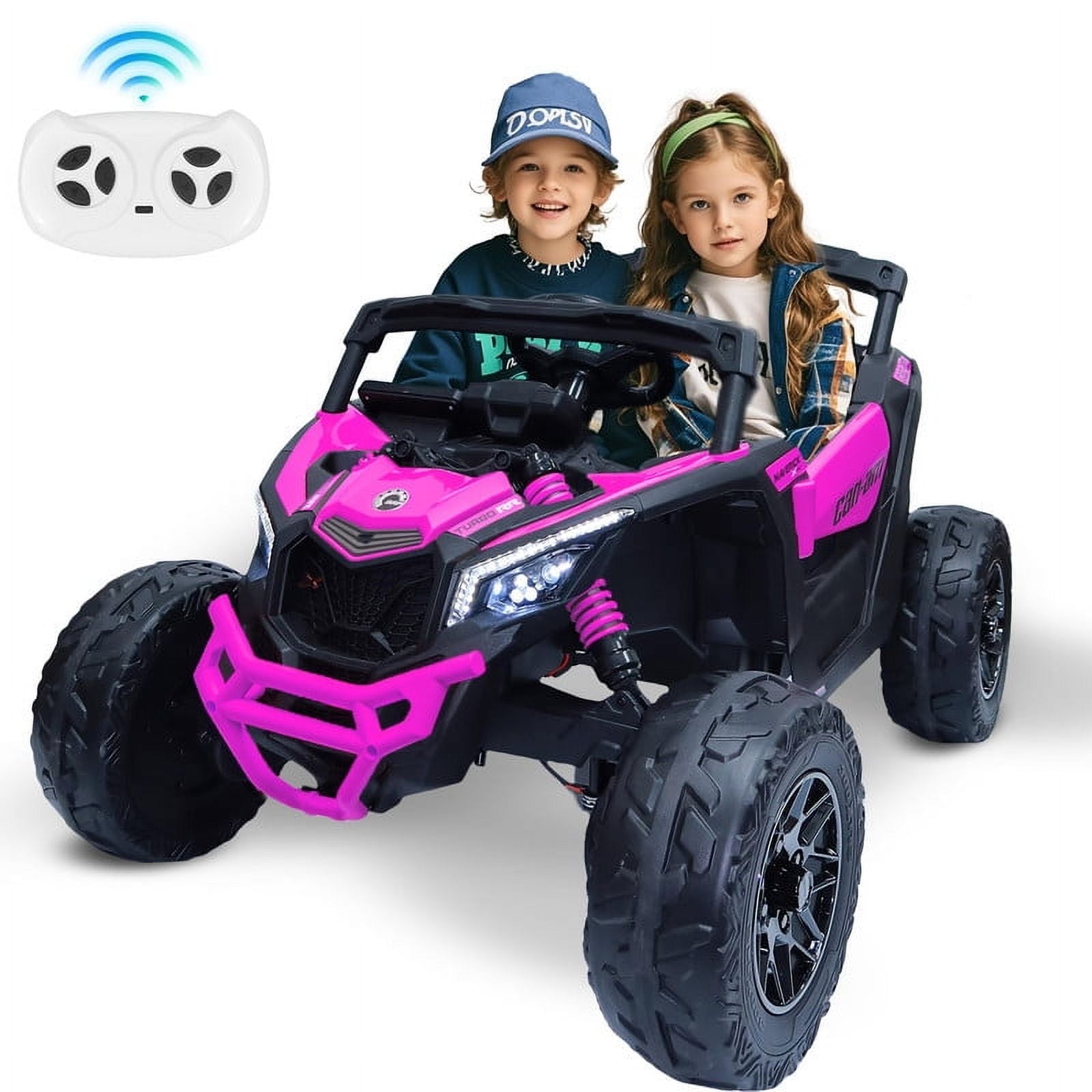 Pink 24V Kids Ride-On UTV with Bluetooth and LED Lights