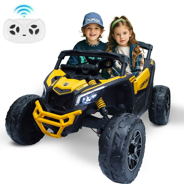 24V Ride on Toys Car, 4WD/2WD Switchable Kids UTV w/2.4G Remote, 4x200W ...