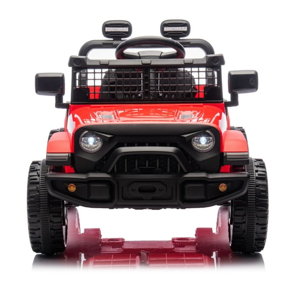 24V Ride on Toys with Parents Control, Ride on Truck Car with Four-Wheel Suspension, Power Display, Bluetooth, MP3, Music, Electric Vehicles with LED Headlight, 1.86-3.11MPH, for Outdoor, Red