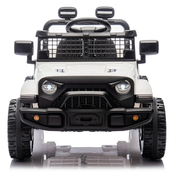 24V Ride on Toys with Parents Control, Ride on Truck Car with Four-Wheel Suspension, Power Display, Bluetooth, MP3, Music, Electric Vehicles with LED Headlight, 1.86-3.11MPH, for Outdoor, White