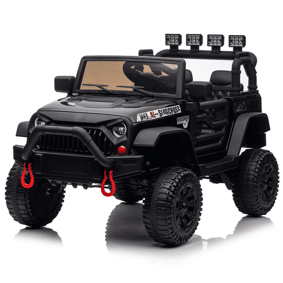 24V Ride on Truck Car w/Remote Control, 400W Electric Powered Ride on Toys for Kids, 3 Speeds, Max Speed 5MPH, 4-Wheel Suspensions, LED Lights, MP3, Bluetooth,Black