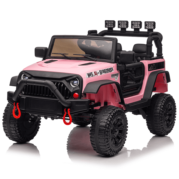 24V Ride on Truck Car w/Remote Control, 400W Electric Powered Ride on Toys for Kids, 3 Speeds, Max Speed 5MPH, 4-Wheel Suspensions, LED Lights, MP3, Bluetooth,Pink