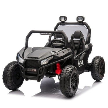 24V Ride on car, Two Seater Ride On Cars for Kids, Kid Ride On Toy with Parents Control,400W Super Power,Four-wheel suspension,LED Light,Bluetooth,MP3,Music,Rear Storage Space, Black
