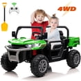 thumbnail image 1 of 24V Ride on Dump Truck with Remote Control, 4WD Electric Car for Big Kids, 2 Seater 4*200W Motor Ride on Toy, Shovel, Music, Kids Gift, Green, 1 of 10