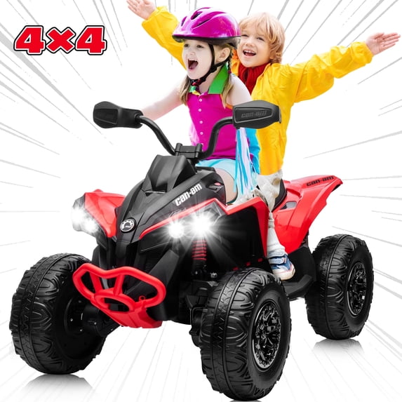 24V Ride on Toys ATV for Kids, 6 Wheelers, 2 Seater, High & Low Speed, Forward & Backward, Bluetooth Music Story, Red