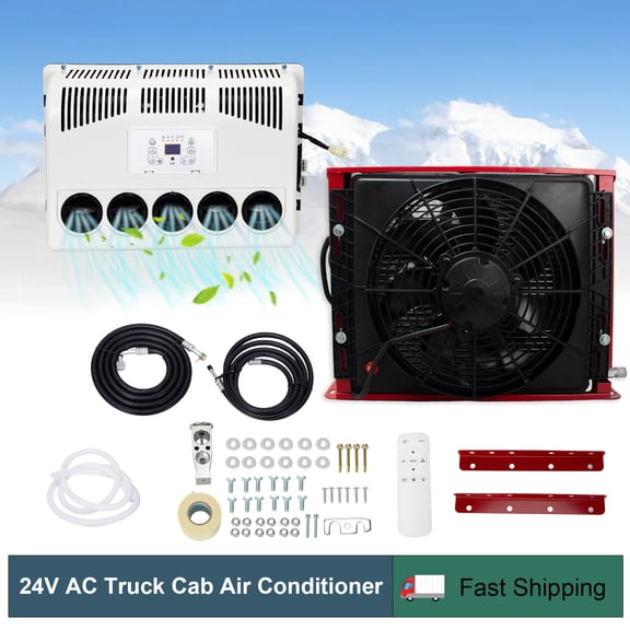 24V Split Air Conditioner 12000 BTU AC Units for Semi-Truck Cab Bus RV Motorhomes Excavators