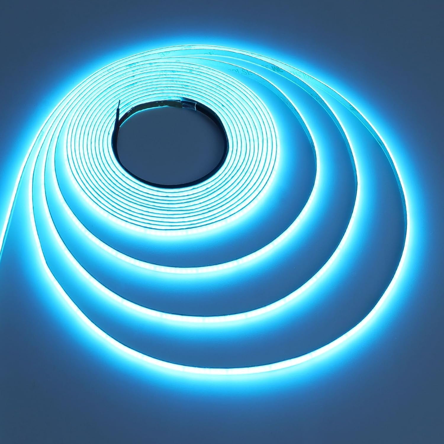 24V Thin 5mm ice Blue COB LED Strip 16.4ft Narrow LED Tape Light Dotless 400LEDs/M High Density