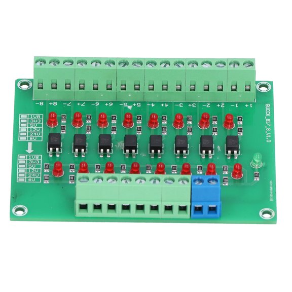 24V To 5V 8,Channel Optocoupler Isolation Module, PLC Signal Converter, 20kHz Frequency