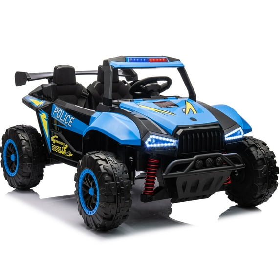 2 Seater 24V Ride on Toys for Big Kids, Powered Ride on UTV for Boys Girls, Ride on Cars with Remote Control, Bluetooth Music, LED Light, Spring Suspension, 4 Wheeler Electric Cars for Kids 3-8, Blue