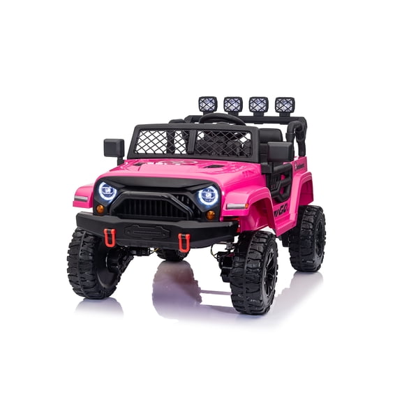 24V Two-Seat Kids Ride On Jeep with 4WD Motors, Remote Control, EVA Wheels and Music, Pink