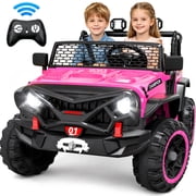 24V 2 Seater Ride on Toys for Kids, Powered Ride on Car with Remote Control, 4 Wheel Suspension, Bluetooth, Music, LED, Dual 200W Motors, Soft Start, Electric Car for Big Kids Girls Boys 3-8, Pink