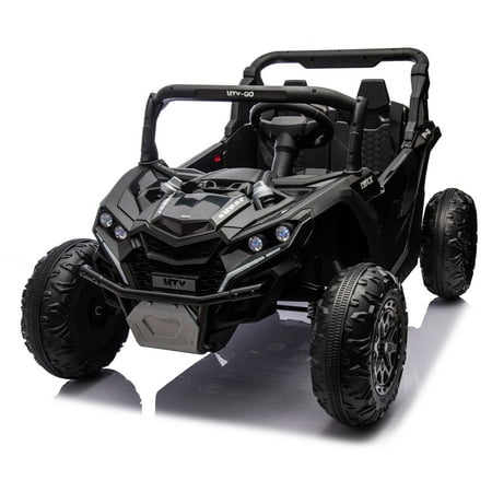 24V Two-Seater Kids Ride On UTV W/Parents Remote Control,Four-Wheel Suspension,Slow Start,Large wheel,Anti-collision bar,Storage space,Music,USB,Bluetooth,Volume control,LED lights for Kids 3+.