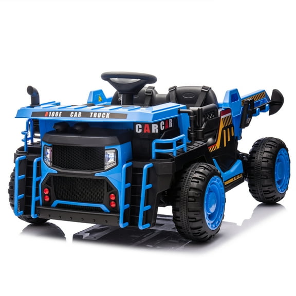 24V Two-seater Kids Ride On Electric Car W/parents control,Seat width 19.69in,400W motor,E-rear dump,light&rear searchlight,