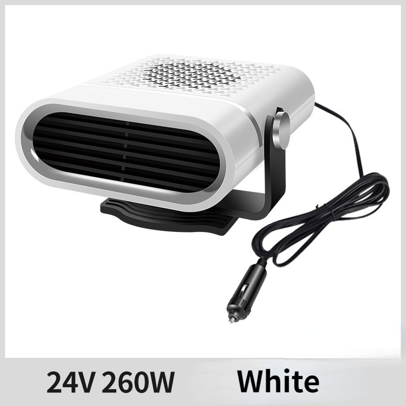 24V White-Portable Auto Heater, Defroster, Anti-Fog, 360 Degree Heavy Duty ABS Heating Fan, Car Accessories, Trucks, 1000W