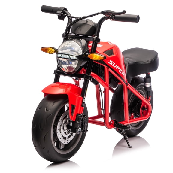 24V300W Kids Ride On XL Electric Toy Muscle Motorcycle,High-Speed Hub Motor,14in Widen EVA Wheels,Twist Grip Throttle, Speed up to 11.18MPH,Dual Suspension,Music&Light, Long Life Battery For Kids 6+