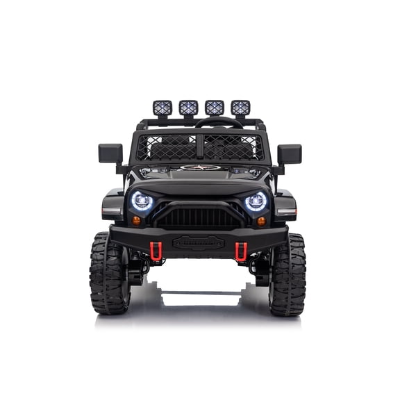 24V7Ah 2 Seater Ride on Jeep, 550 model motor: 4WD 75W, 4-EVA Wheel Ride on Toys for Big Kids with Remote Control, LED Lights & Music, Suspension Spring - Ages 3+