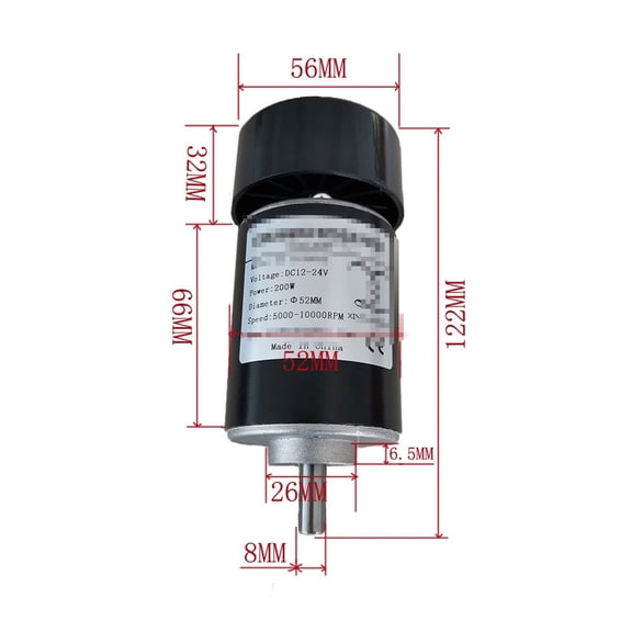 24VDC 200W Air Cooled Spindle 0.2KW High Speed Brush Motor CNC Engraving Machine DC24V 10000rpm 8MM Shaft 0.3n.m ,Anti-Rust