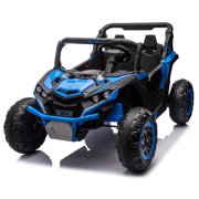 24VTwo-Seater Kids Ride On UTV W/Parents Remote Control,Four-Wheel Suspension,Slow Start,Large wheel design,Anti-collision bar,Storage space,Music,USB,Bluetooth,Volume control,LED lights for Kids 3+.
