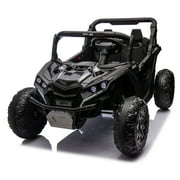 24VTwo-Seater Kids Ride On UTV W/Parents Remote Control,Four-Wheel Suspension,Slow Start,Large wheel design,Anti-collision bar,Storage space,Music,USB,Bluetooth,Volume control,LED lights for Kids 3+.
