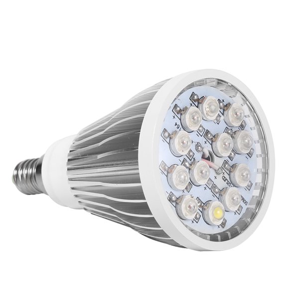 24W 12-LED Grow Lamp Bulb, E14 Base, 85-265V, Full Spectrum Hydroponic Plant Flower Growth Light