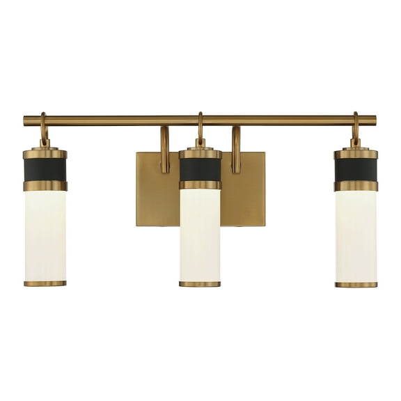Abel 3-Light LED Bathroom Vanity Light in Matte Black with Warm Brass Accents