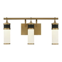 Abel 3-Light LED Bathroom Vanity Light in Matte Black with Warm Brass Accents
