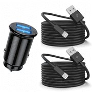 Car Charger,Fast Charger,2 Fast Charger Cables,24w Car Charger with 3 ft Charger Cables Compatible with iPhone 14/iPhone 13/iPhone 12/iPhone 11/iPhone x