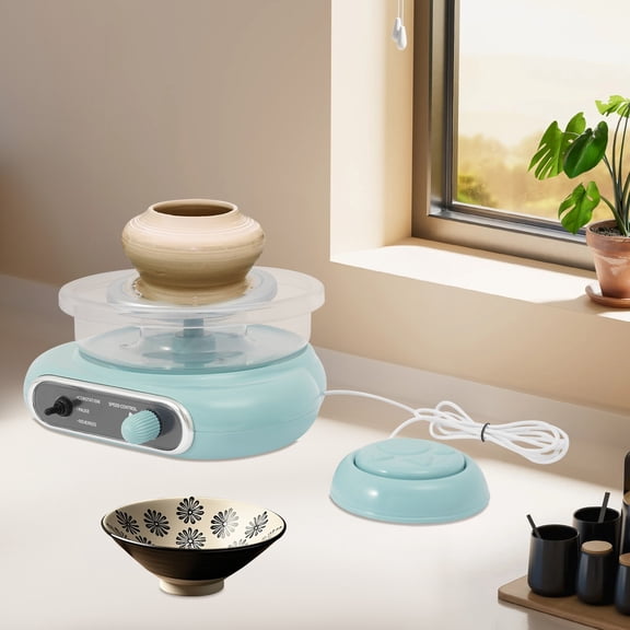 24W Electric Pottery Making Machine, Green, 0-200rpm, Mini Pottery Wheel Kit AC 100-240V