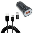 thumbnail image 1 of 24W Fast Car Charger Coiled USB Cable for iPhone 15/16/Plus/Pro/Pro Max/16e - Micro-USB to USB-C Adapter Power Cord Wire Quick Charge DC Socket, 1 of 5