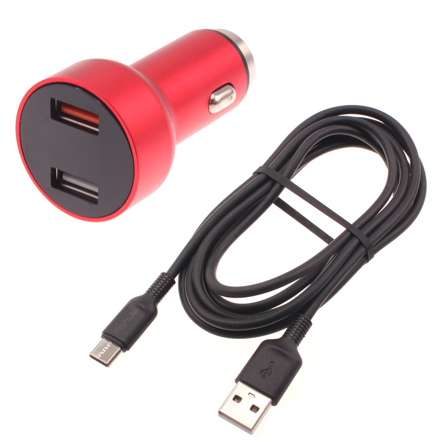24W Fast Car Charger for Moto G Power (2022) Phone - 2-Port 6ft USB-C Cable DC Socket Power Adapter Long Type-C Cord K3P Compatible With Motorola Moto G Power (2022)