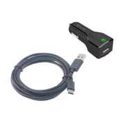 شاحن سيارة سريع 24 وات لهاتف Samsung Galaxy A14 5G - كابل USB 6ft من نوع 2 منفذ-C شاحن توربو DC مقبس طاقة V9D متوافق مع Galaxy A14 5G Model