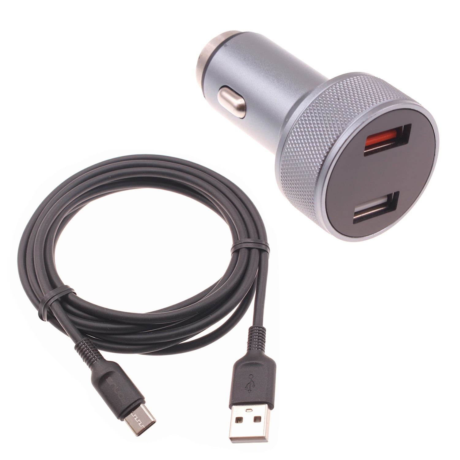 24W Fast Car Charger for Samsung Galaxy S23 FE Phone - 2-Port 6ft USB-C Cable DC Socket Power Adapter for Samsung Galaxy S23 FE 6.4" (Fan Edition) Model