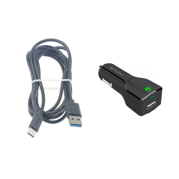 24W Fast Car Charger for Motorola Moto G Power 5G (2023)/5G Stylus (2023), Edge Plus (2023) Phone - 2-Port USB 6ft Cable Type-C Turbo Charge O1K