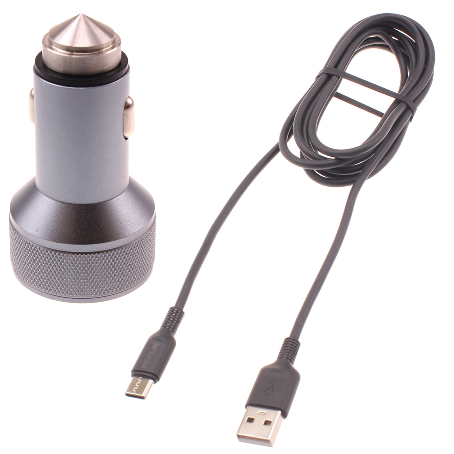 24W Fast Car Charger for Nokia G100/G300/G310 5G - 2-Port 6ft USB-C Cable DC Socket Power Adapter