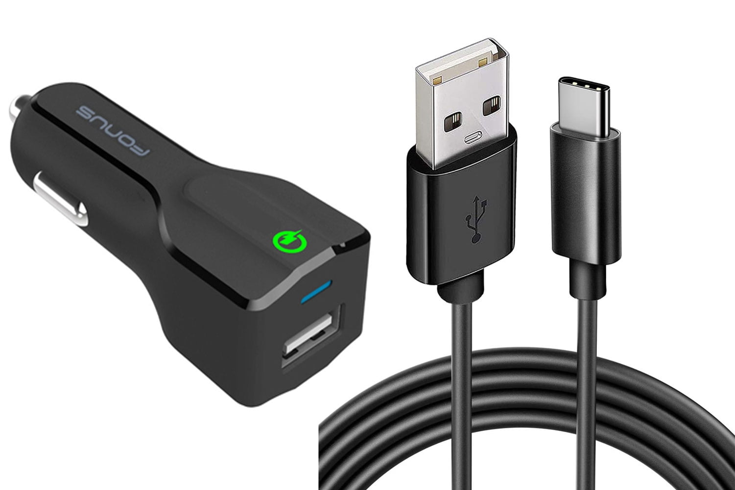 24W Fast Car Charger for Samsung Galaxy A16 5G - 2-Port USB 6ft Cable Type-C Turbo Charge DC Socket for Galaxy A16 5G