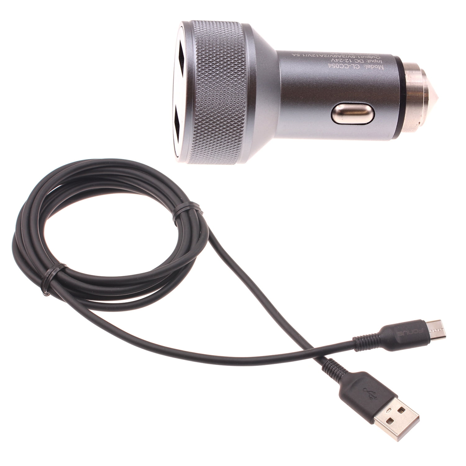24W Fast Car Charger for Samsung Galaxy A55/A35/A25 5G - 2-Port 6ft USB-C Cable DC Socket Power Adapter