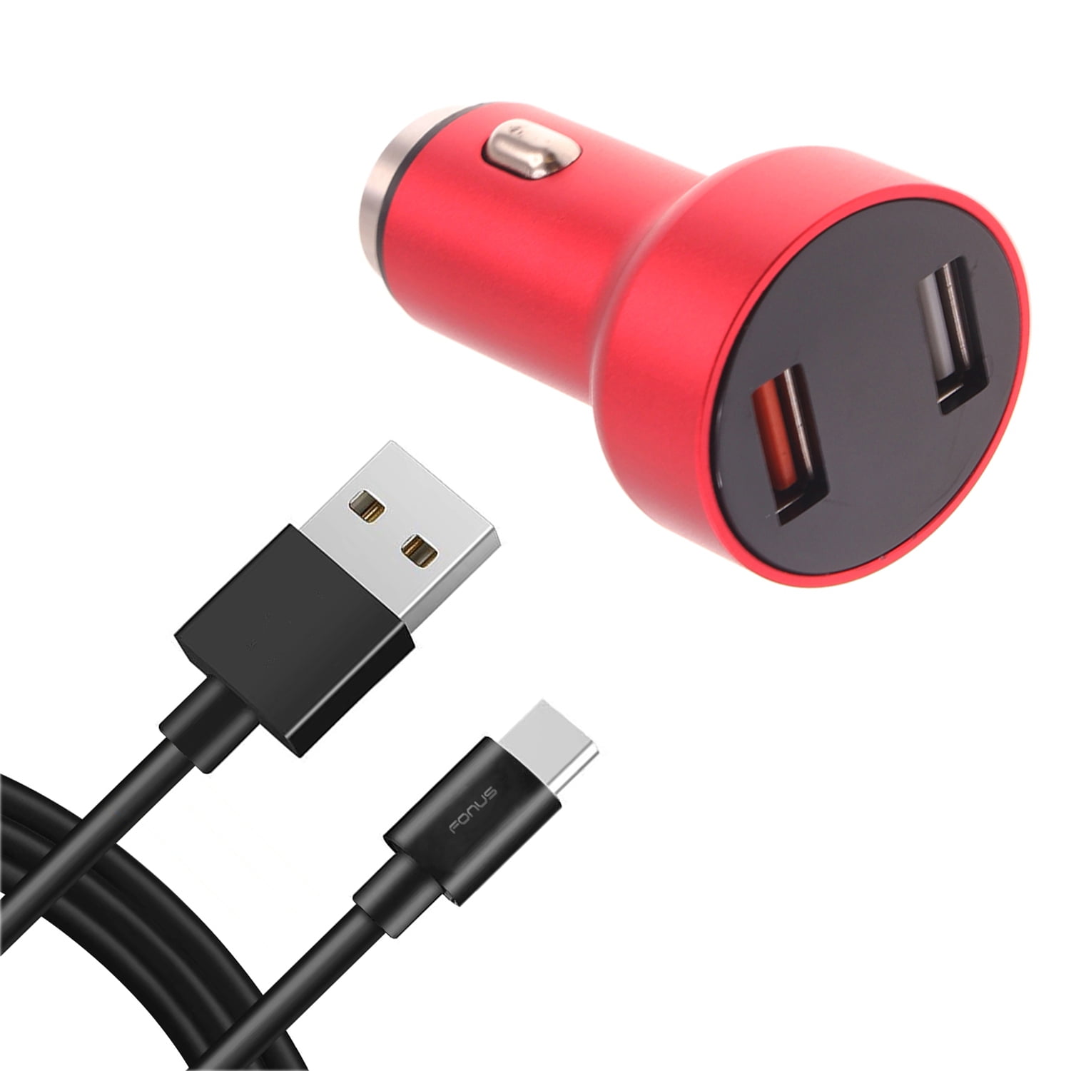24W Fast Car Charger for iPad Air 11" (2024 6th Gen)/13" (1st Gen 2024) - 2-Port 6ft USB-C Cable DC Socket Power Adapter