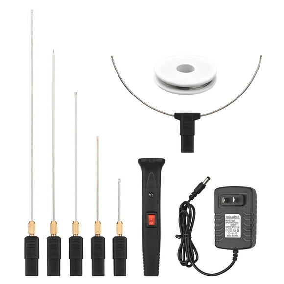 24W Handheld Electric Foam Cutter Kit with 5 Straight Tips & 1 Arch Constant Temperature Portable Foam Cutting Pen Hot Wire Cutter Styrofoam Cutting Tool Engraver