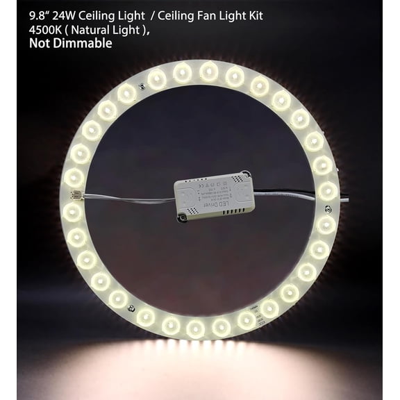 24W LED Flush Mount Ceiling Fan Ring Light Kit Replacement,Retrofit LED Light Engine Panel,4500K Natural Light