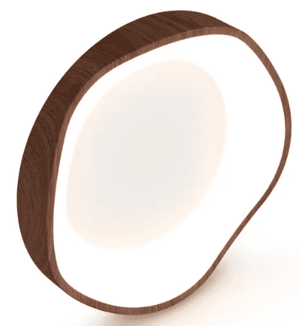 24W Modern LED Flush Mount Ceiling Light, Wood Grain Finish with Metal Frame, 120V, Non-Dimmable, Round Close to Ceiling Light Fixture for Bedroom Kitchen Living Room Hallway  RLB
