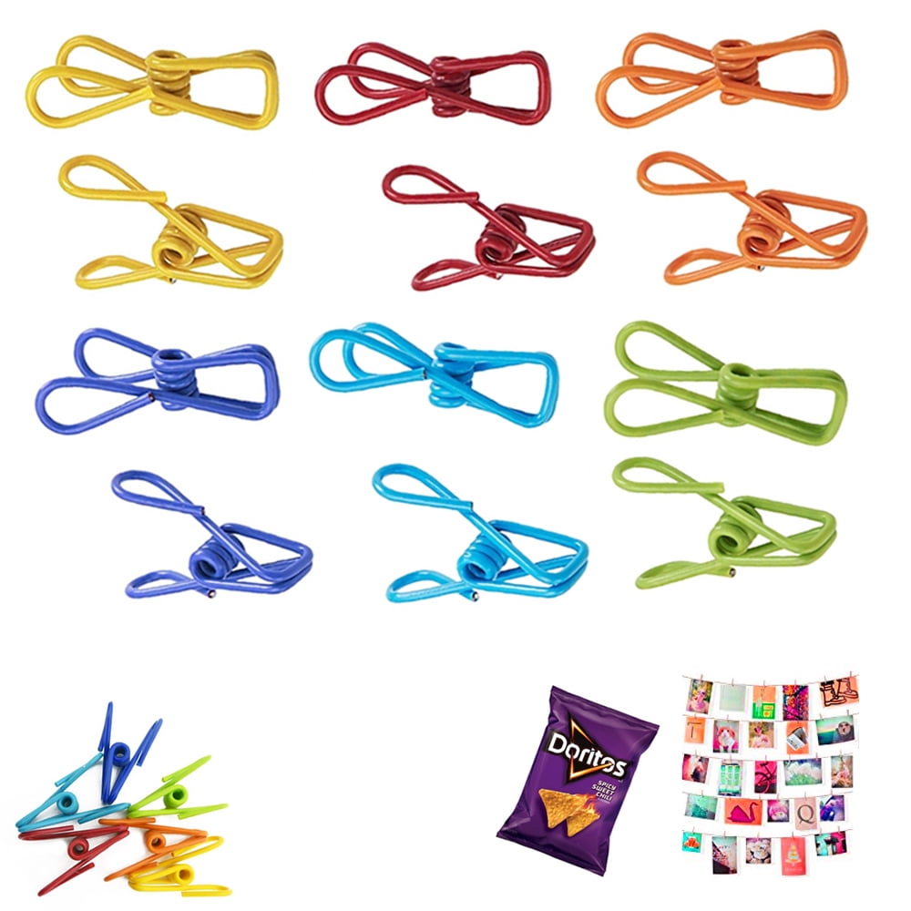 AllTopBargains 4pc Bag Clips Food Chip Assorted Size Multi Purpose Clothespin Mini Clip Crafts