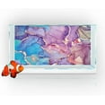 thumbnail image 1 of 24X12IN Blue Purple Marble Aquarium Background, Art Abstract Pink Gold Line Marble Terrarium Background, Coloful Marble Glass Terrarium Background with 8 EVA Double-Sided Tape, 1 of 5