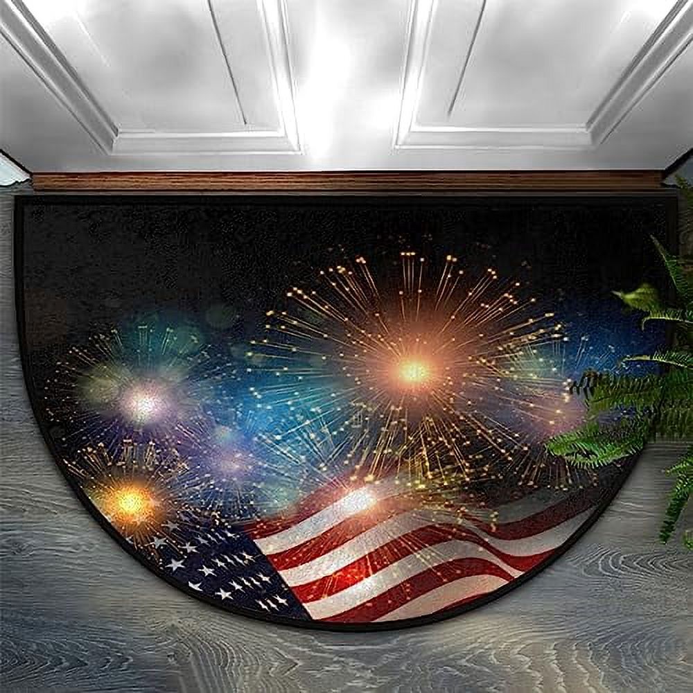 24X16 Inch Half Round Door Mat, Independence Day Non-Slip Half Circle ...
