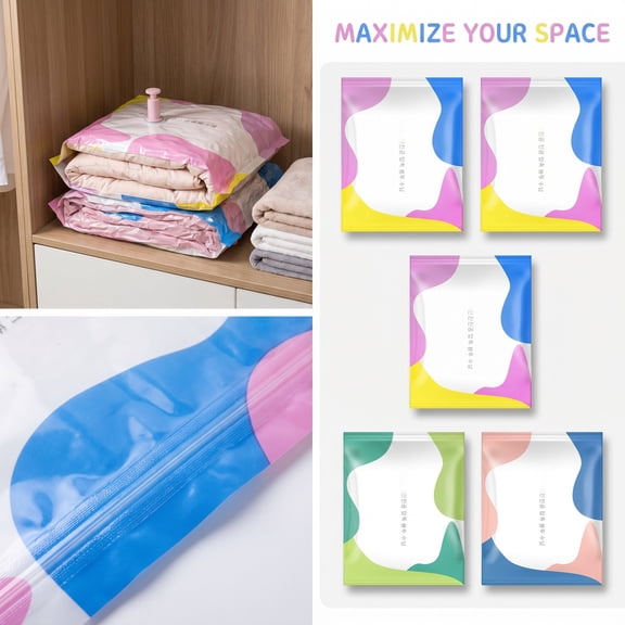 24X16 in Vacuum Compression Storage Bags, Space Bags Vacuum Storage Bags, Compression Bags for Storage, Home Storage and Organization, Clear Reusable Vacuum Sealed Bag for
