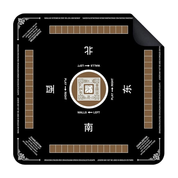 24X24 In Mahjong Mat Noise Reduc Ing Table Cover with Non-Slip Rubber Base for Poker Board Games and Dom Inoes In Black