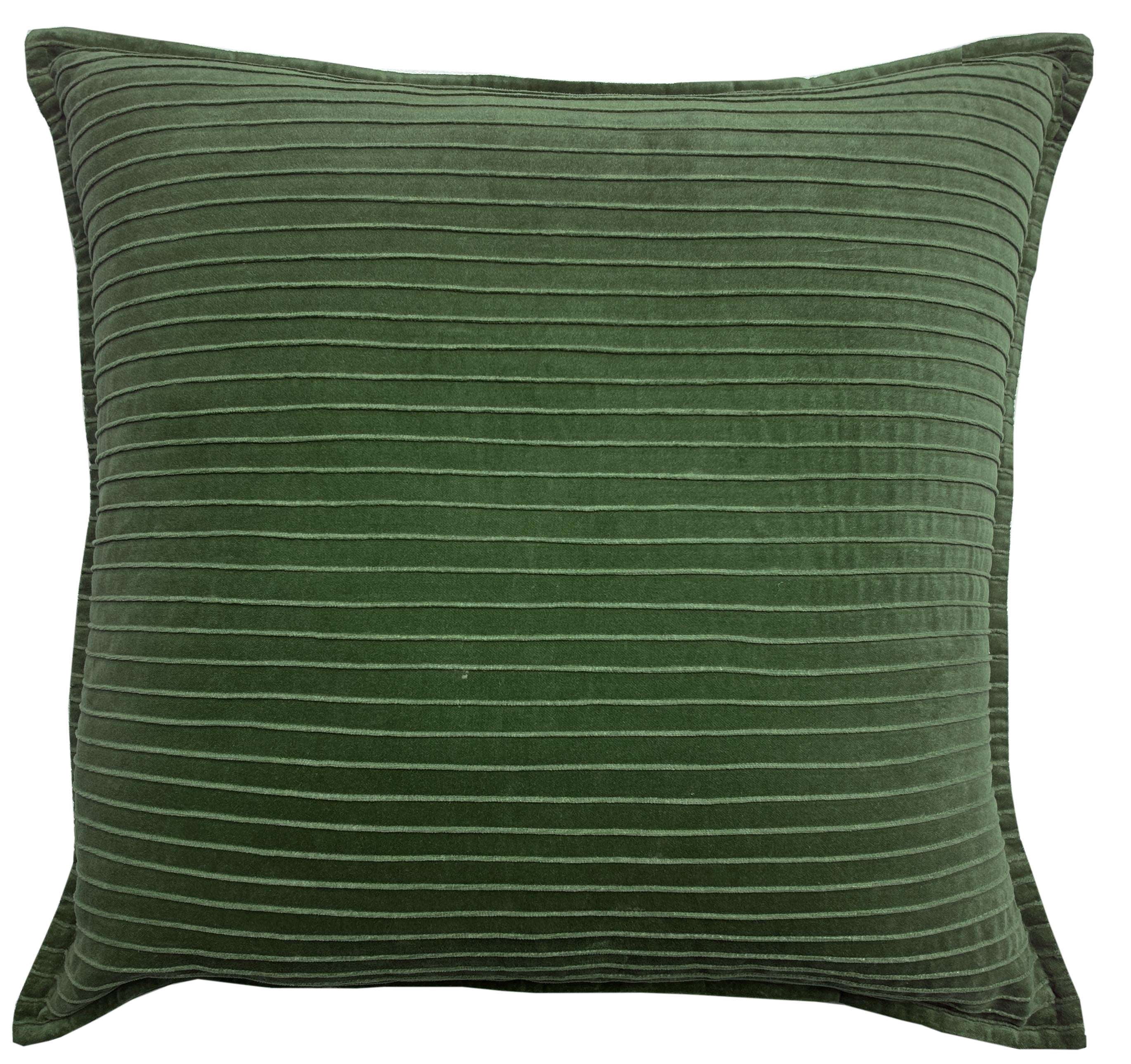 Liam Velvet Throw Pillow Cover with Elegant Pleated Stripes, 24x24 Inches
