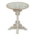 thumbnail image 1 of 24X28.5" Round Wooden Carved Table, Distressed White Finish Design Antique White Primary Living Space Antique,French Country,Retro,Rustic,Vintage Wood, 1 of 10
