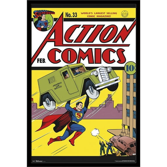 24X36 DC Comics Superman - Action #33 Wall Poster, 24" x 36", Framed
