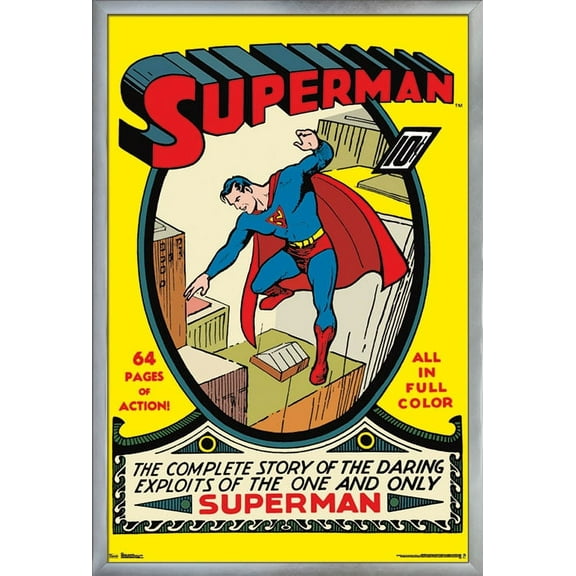 24X36 DC Comics - Superman - Cover #1 Wall Poster, 24" x 36", Framed