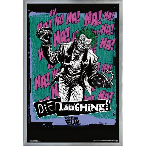 24X36 DC Comics - The Joker - Die Laughing Wall Poster, 24" x 36", Framed